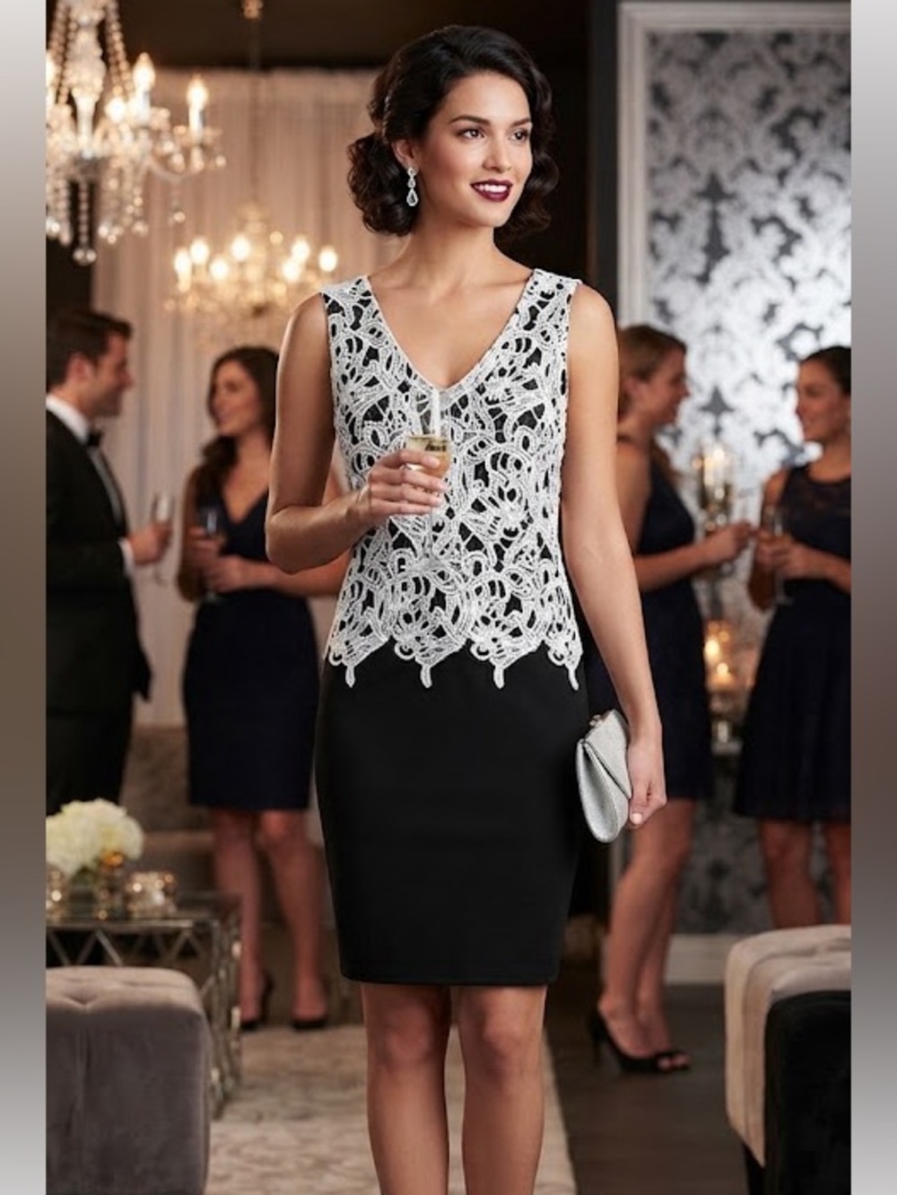 Fashion Collection Cocktail Dress b&w size Small